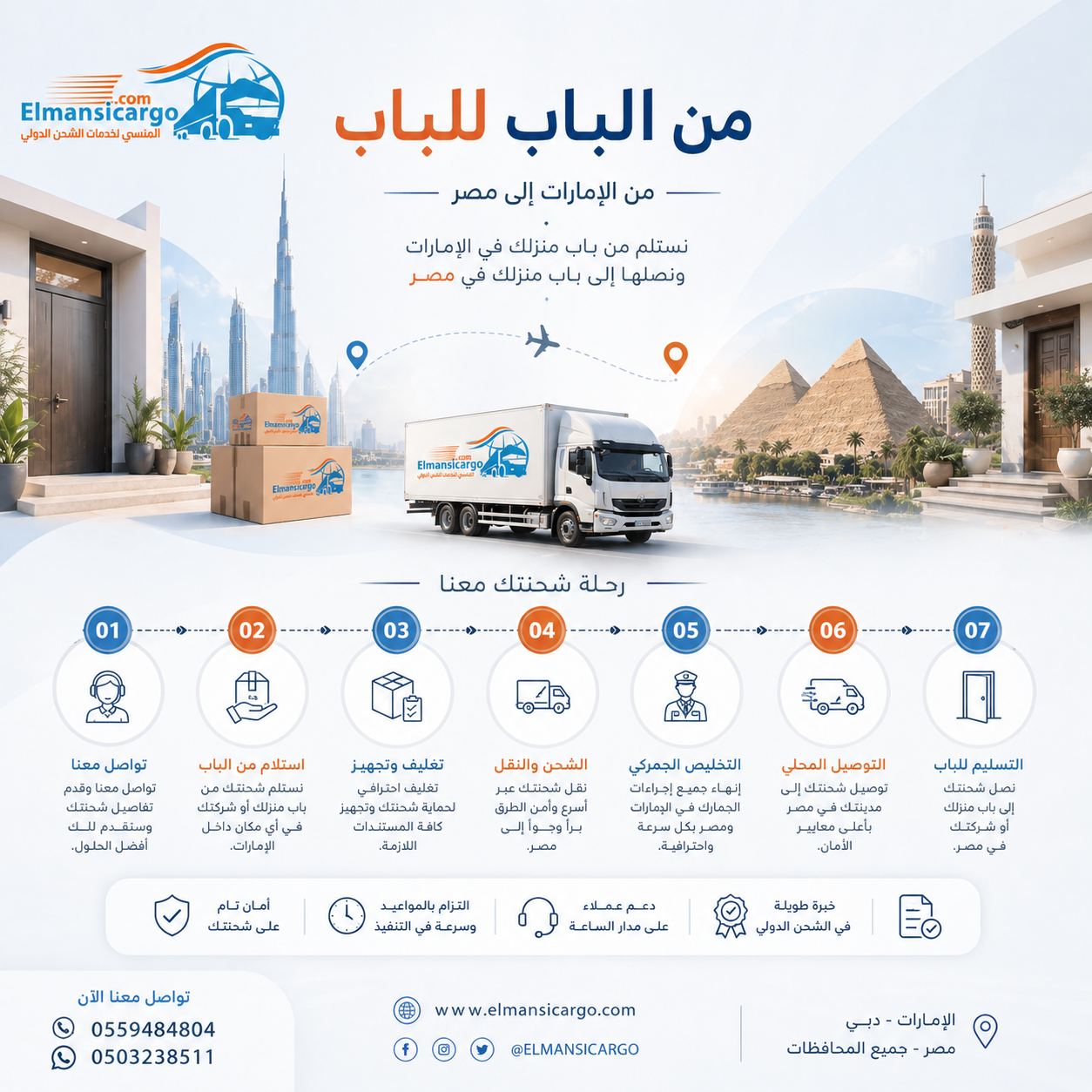 تغطية شحن من جميع مناطق الإمارات إلى كل محافظات مصر